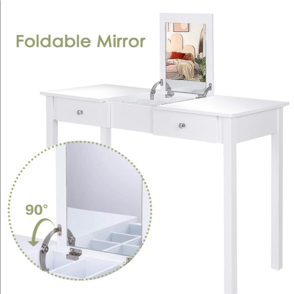 Vanity Table with Flip Top Mirror - Picture 3 of 4